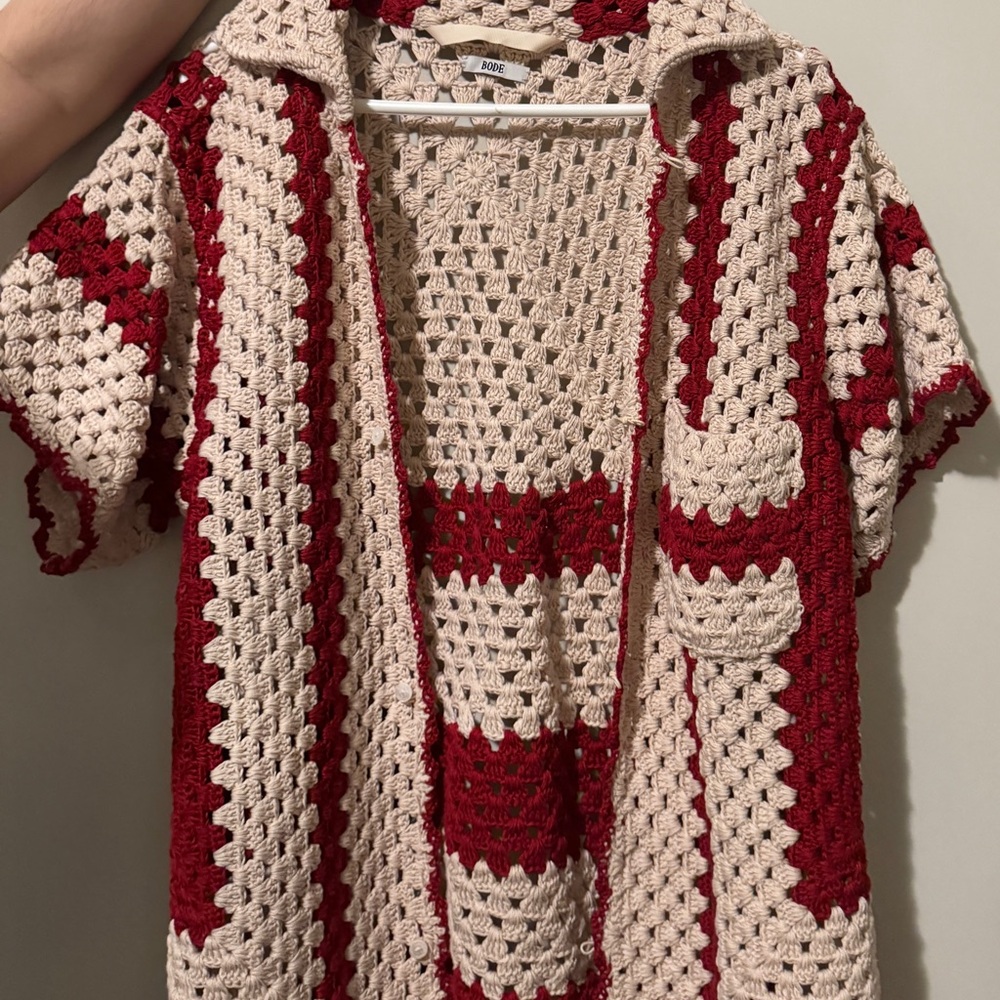 BODE Crochet Top - Red and Cream
